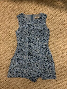 Blue Floral Sleeveless Romper